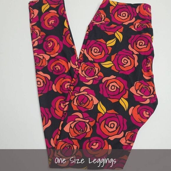 LuLaRoe OS Leggings One Size Disney Roses NEW - Picture 1 of 1
